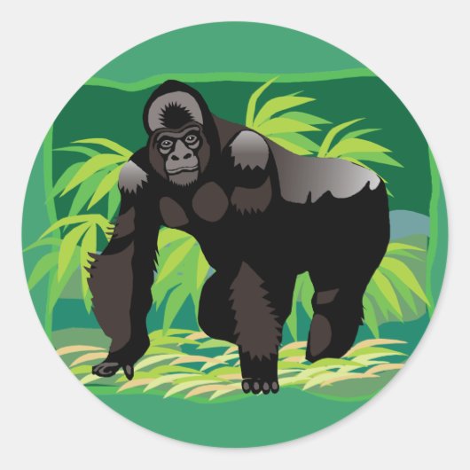 Jungle Gorilla Runder Aufkleber (Vorderseite)