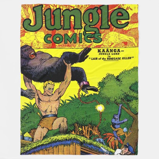 Jungle Gorilla's Lair Vintage Comicen Fleecedecke (Vorderseite)