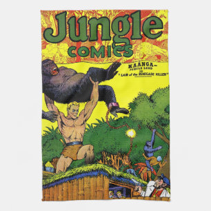 Jungle Gorilla's Lair Vintage Comicen Geschirrtuch