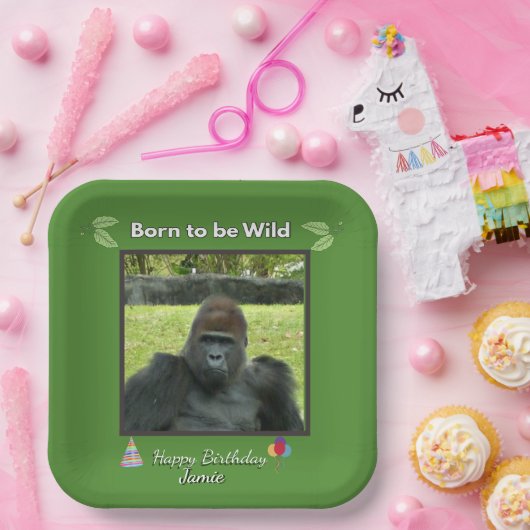 Jungle Green Gorilla Celebration Pappteller (Party)