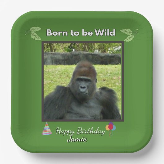 Jungle Green Gorilla Celebration Pappteller (Vorderseite)