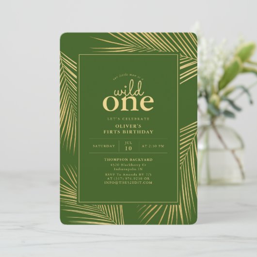 Jungle Green Wild Einladung zum Geburtstag (Stehend Vorderseite)