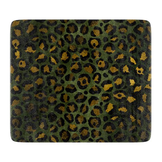 Jungle Green Yellow Cheetah Leopard Muster Schneidebrett (Vorderseite)