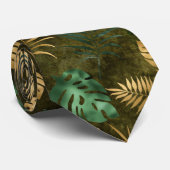 Jungle Green Yellow Tropical Palm Blätter Krawatte (Gerollt)