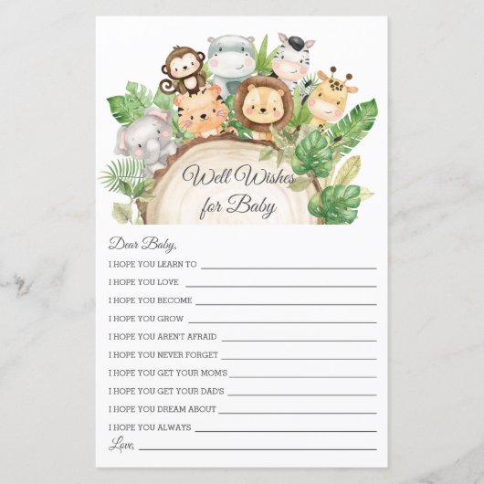 Jungle Greenerity Well will Baby Shower Card (Vorderseite)