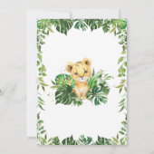 Jungle Greenery Adorable Lion Cub Boy Babydusche Einladung (Rückseite)