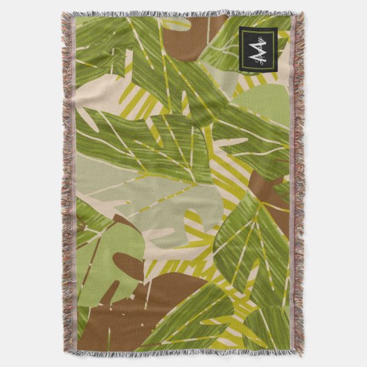 Jungle Greenery Safari Leaf Tropical Hand Drawn Decke (Vorderseite Vertikal)