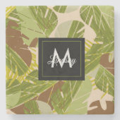 Jungle Greenery Safari Leaf Tropical Hand Drawn Steinuntersetzer (Vorderseite)