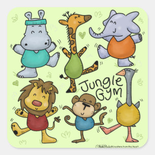 Jungle Gym trainieren Tiere Quadratischer Aufkleber