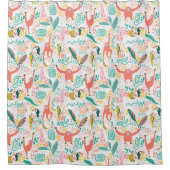 Jungle-Happy-Tiermuster in hellen Farben Duschvorhang (Vorderseite)