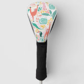 Jungle-Happy-Tiermuster in hellen Farben Golf Headcover (Vorderseite)