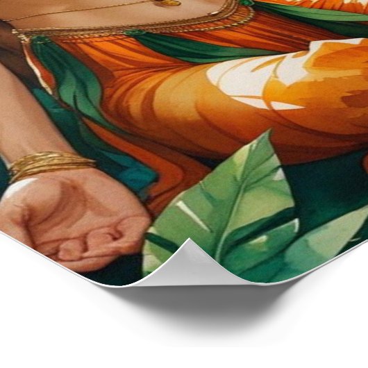 Jungle Harmony: Bengalisches Tiger und Boho Muse Poster (Ecke)