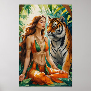 Jungle Harmony: Bengalisches Tiger und Boho Muse Poster