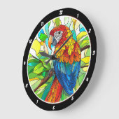 Jungle Harmony" - Hartglaspapagei Große Wanduhr (Winkel)