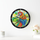 Jungle Harmony" - Hartglaspapagei Große Wanduhr (Zuhause)