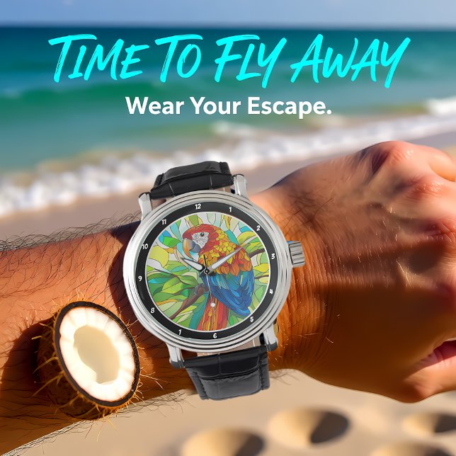 Jungle Harmony" - Stained Glass Parrot Armbanduhr (Von Creator hochgeladen)