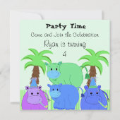 Jungle Hippo Einladung zum Geburtstag (Vorderseite)