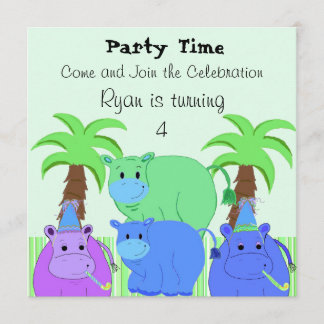 Jungle Hippo Einladung zum Geburtstag