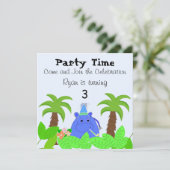 Jungle Hippo Einladung zum Geburtstag (Stehend Vorderseite)