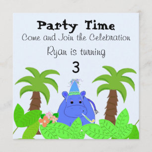 Jungle Hippo Einladung zum Geburtstag