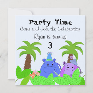 Jungle Hippo Einladung zum Geburtstag