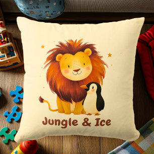 Jungle & Ice Lion & Penguin   Fun Animal Friends Kissen
