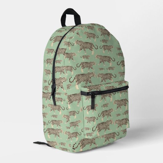 Jungle Jaguar Animal Muster School Bedruckter Rucksack (Rückseitige Ecke links)