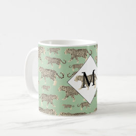 Jungle Jaguar Tiermuster Erstmaliges Monogramm Kaffeetasse