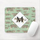 Jungle Jaguar Tiermuster Erstmaliges Monogramm Mousepad (Mit Mouse)
