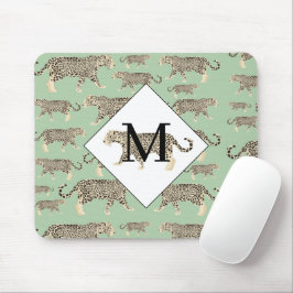 Jungle Jaguar Tiermuster Erstmaliges Monogramm Mousepad
