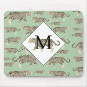 Jungle Jaguar Tiermuster Erstmaliges Monogramm Mousepad (Vorne)