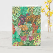 Jungle Jaguar Watercolor Blank Karte (Gelbe Blume)