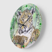 Jungle Jaguar Watercolor Kunstmuseum Große Wanduhr (Winkel)