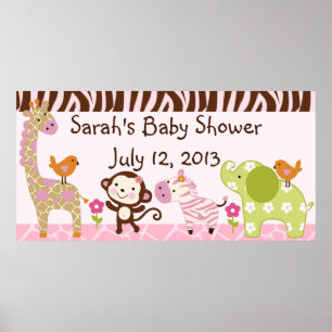Jungle Jill/Girals Animals Baby Shower Poster/Bann Poster
