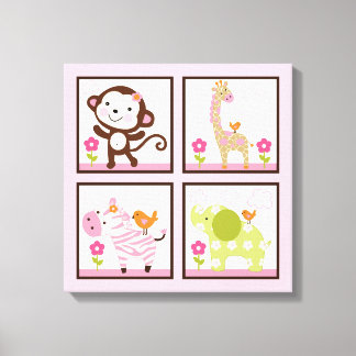 Jungle Jill Girl Animals 16x16 inch Canvas Print Leinwanddruck