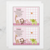 Jungle Jill Girl Animals "Baby Shower Bingo" Blatt (Vorne/Hinten)