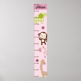 Jungle Jill/Girl Animals Growth Chart Behielt auf Poster