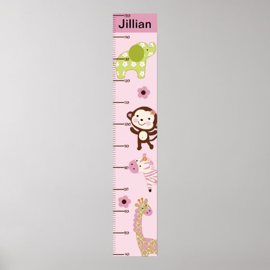 Jungle Jill/Girl Animals Growth Chart Behielt auf Poster (Vorne)