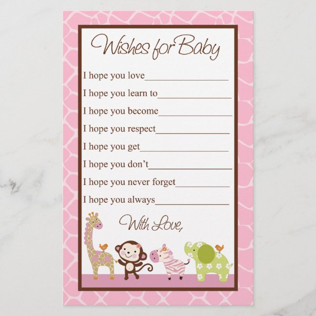 Jungle Jill/Girl Animals will Baby Dusche (Vorderseite)