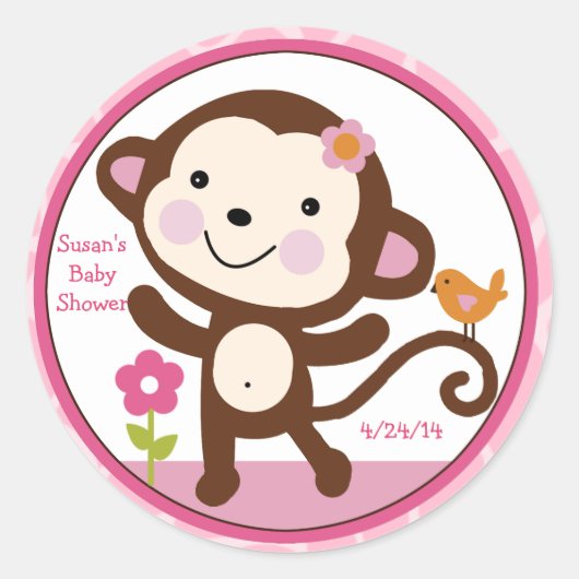 Jungle Jill/Girl Monkey/Stickers/Cupcake Toppers Runder Aufkleber (Vorderseite)