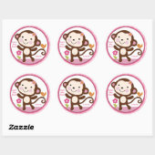 Jungle Jill/Girl Monkey/Stickers/Cupcake Toppers Runder Aufkleber (Blatt)