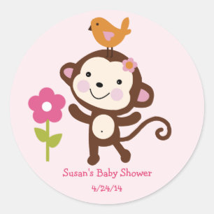 Jungle Jill/Girl Monkey/Stickers/Cupcake Toppers Runder Aufkleber