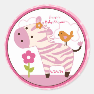 Jungle Jill/Girl Zebra/Stickers/Cupcake Toppers Runder Aufkleber