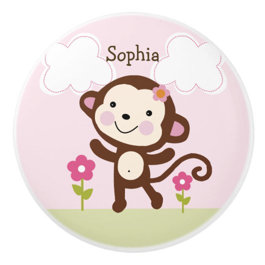 Jungle Jill Monkey Drawer Pull Keramik Knock Keramikknauf (Vorderseite)