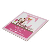 Jungle Jill Monkey Letter Name Birth Info Tile Fliese (Seite)