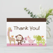 Jungle Jill / Niedlichen Tiere Dankeschön Karte (Stehend Vorderseite)