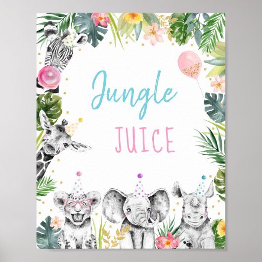 Jungle Juice Pink Gold Tropical Safari Geburtstag Poster (Vorne)