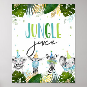 Jungle Juice Safari Party Tiere Geburtstagszeichen Poster