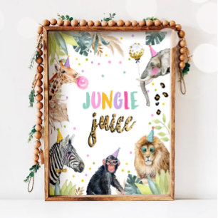 Jungle Juice Safari Tiere Geburtstagsdrink Poster
