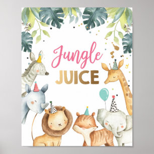 Jungle Juice Safari Tiere Wild Girl Geburtstag Poster